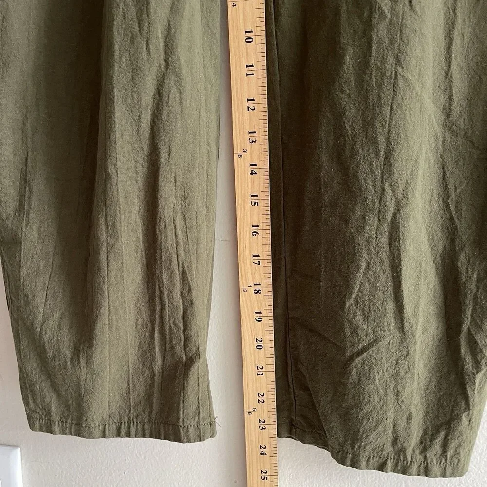 Lagenlook Overall Womens Size L Hunter Green Cotton Blend Slouchy Lightweight - Picture 9 of 10